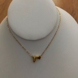 letter V for vibrant with gold heart necklace